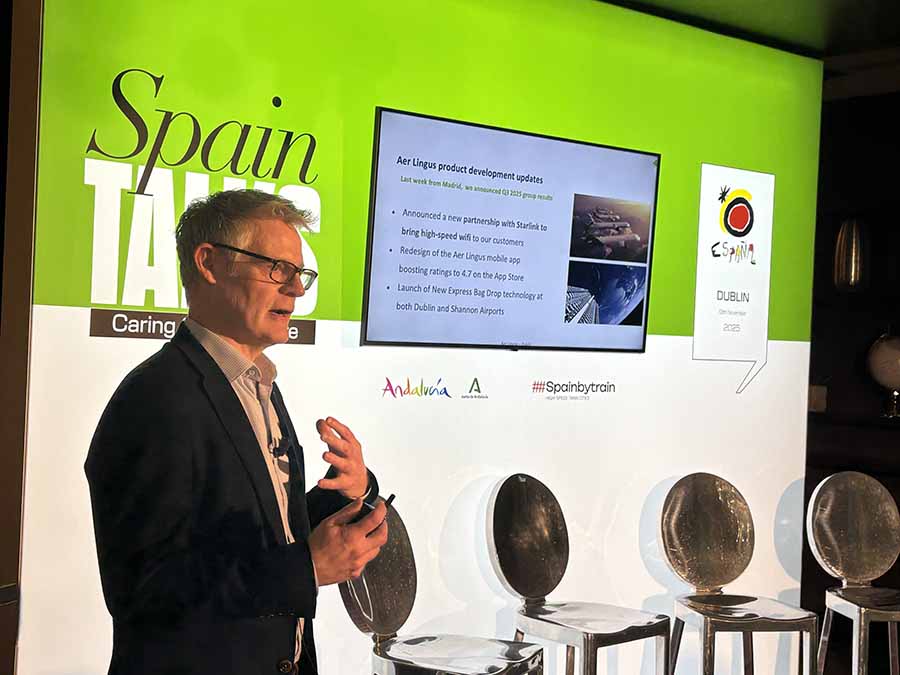 Donal Moriarty of Aer Lingus speaking at Spain Talks 2025