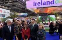 Christopher Brooke, chair of Tourism Ireland, Alice Mansergh CEO of Tourism ireland, Minister Keeva Archibold, Minister Peter Burke and Karen Sugrue Hennessy vice chair of Tourism Ireland at the Ireland stand at WTM in London