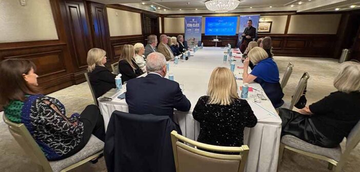 Aaron Langford speking to the Irish travel trade at Powerscourt Hotel