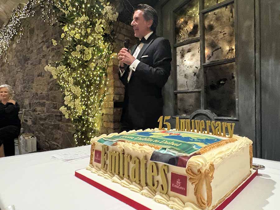 Pierfrancesco Carino VP of Emirates speaking at the commemoration of Emirates 15 years in Ireland
