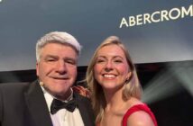 Eoghan Corry with category sponsor Victoria Houston f Abercrombie & Fitch at the Irish Travel Industry Awards