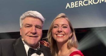 Eoghan Corry with category sponsor Victoria Houston f Abercrombie & Fitch at the Irish Travel Industry Awards