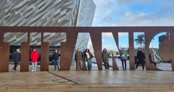 journalists on a Glass of Thrones walking trail in Belfast.