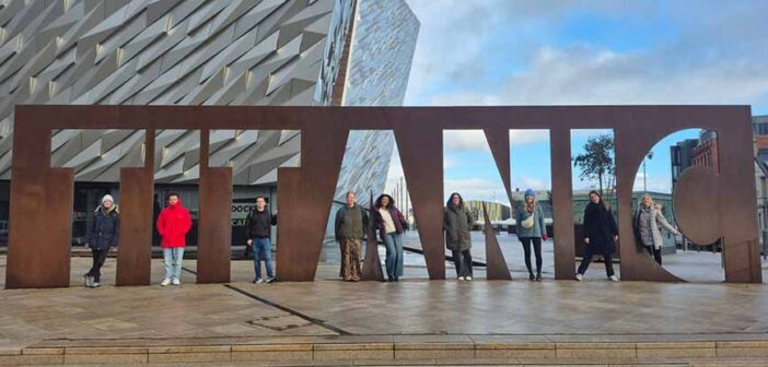 journalists on a Glass of Thrones walking trail in Belfast.