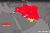 Flightradar24 map of airspace closures