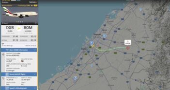 Flightradar24 tracking the first flight out of Dubai since midday Saturday