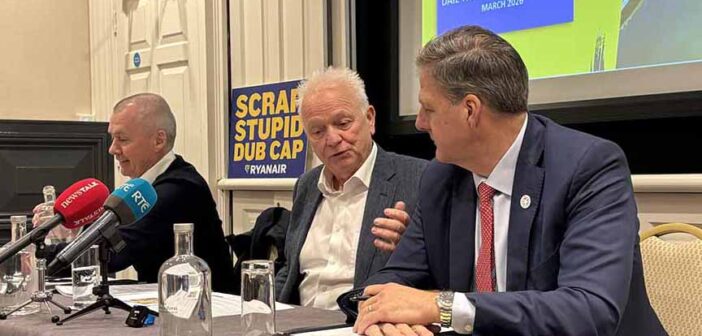 Willile Walsh, Eddie Wiilson and Chris Sanumu press conference on the Dublin passenger cap after giving evidence to the Oireachtas transport committee