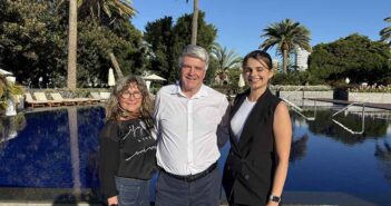 Juana Rosa Aleman of Canary Islands Tourism, Eoghan Corry and Paula Suarez at the Santa Catalinaa Hotel in Las Palmas.