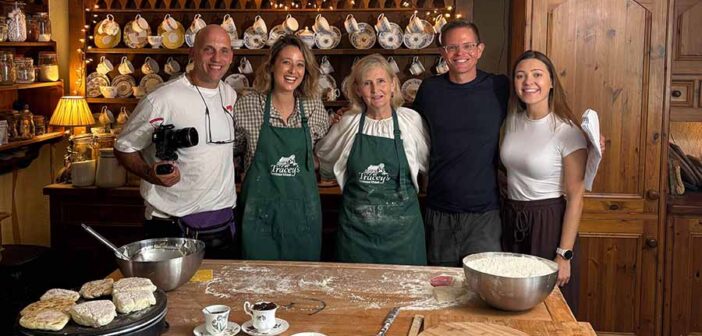 Cameraperson Aaron Bottero; presenter Teigan Nash; Tracey Jeffrey, Tracey’s Farmhouse Kitchen; producer Drew Jarvis; and Aoife Costello, Tourism Ireland, during filming for the new series of popular Australian programme ‘The Great Outdoors’.