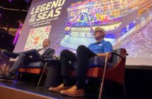 Jason Liberty and Michael Bayley after the media briefing on board Legend of the Seas