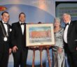 Martin Naughton and wife Carmel with Leo varadkar and Michael Vaughan, receiving the president's award at the 2013 IHF ocnference in Killarney