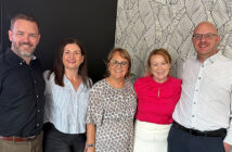 Gareth Beresford-Cooke, Gillian Noonan, Cathy Burke with Bernie Whelan and JP John-Paul Griffin celebrate JP and Gilian’s arrival to the Travel Counsellors team at the Cork office