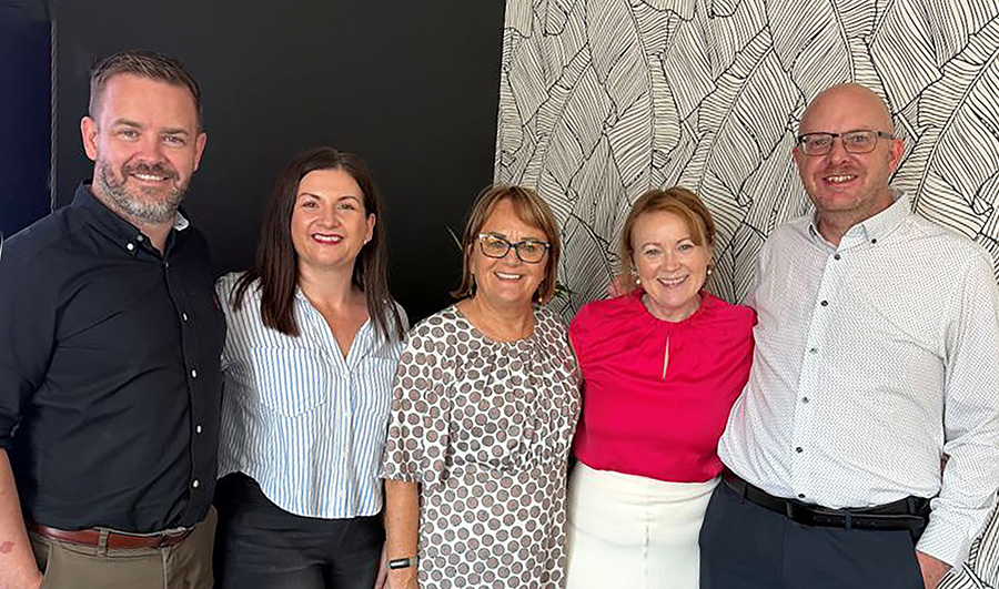 Gareth Beresford-Cooke, Gillian Noonan, Cathy Burke with Bernie Whelan and JP John-Paul Griffin celebrate JP and Gilian’s arrival to the Travel Counsellors team at the Cork office