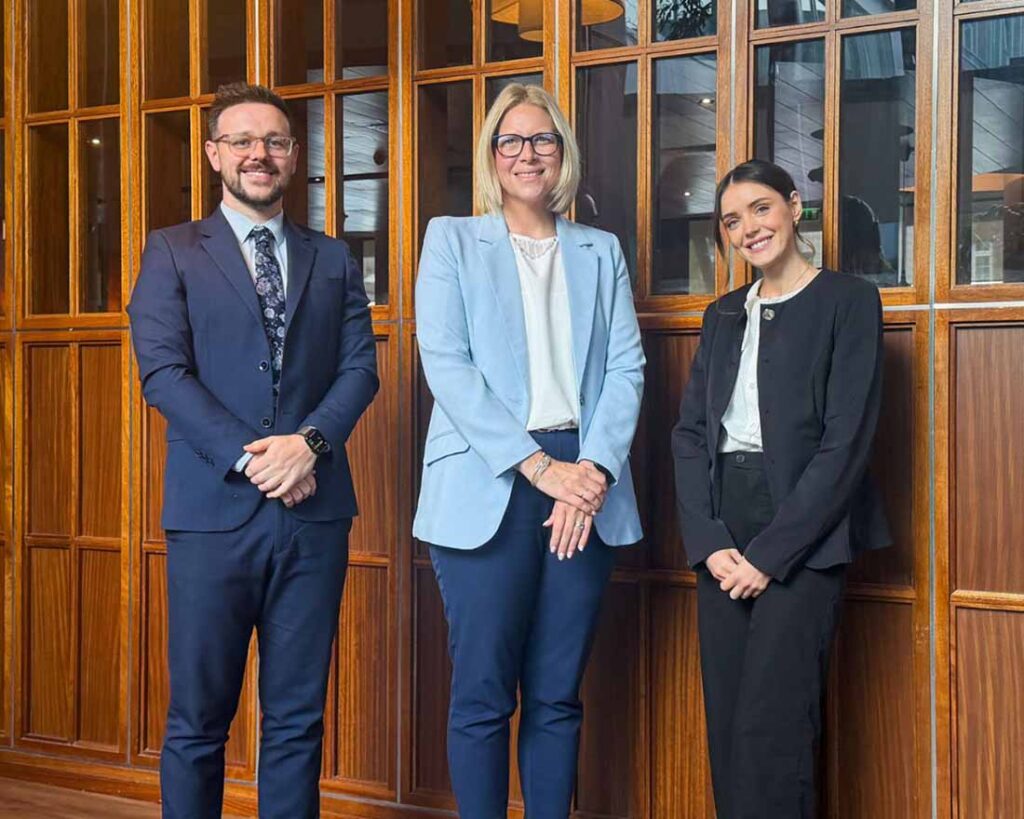 Ian Hall, Jo Denby (Middle), Sales & Marketing Manager, and Eve Thompson (Right), Conferencing & Events Coordinator, Whites Hotel